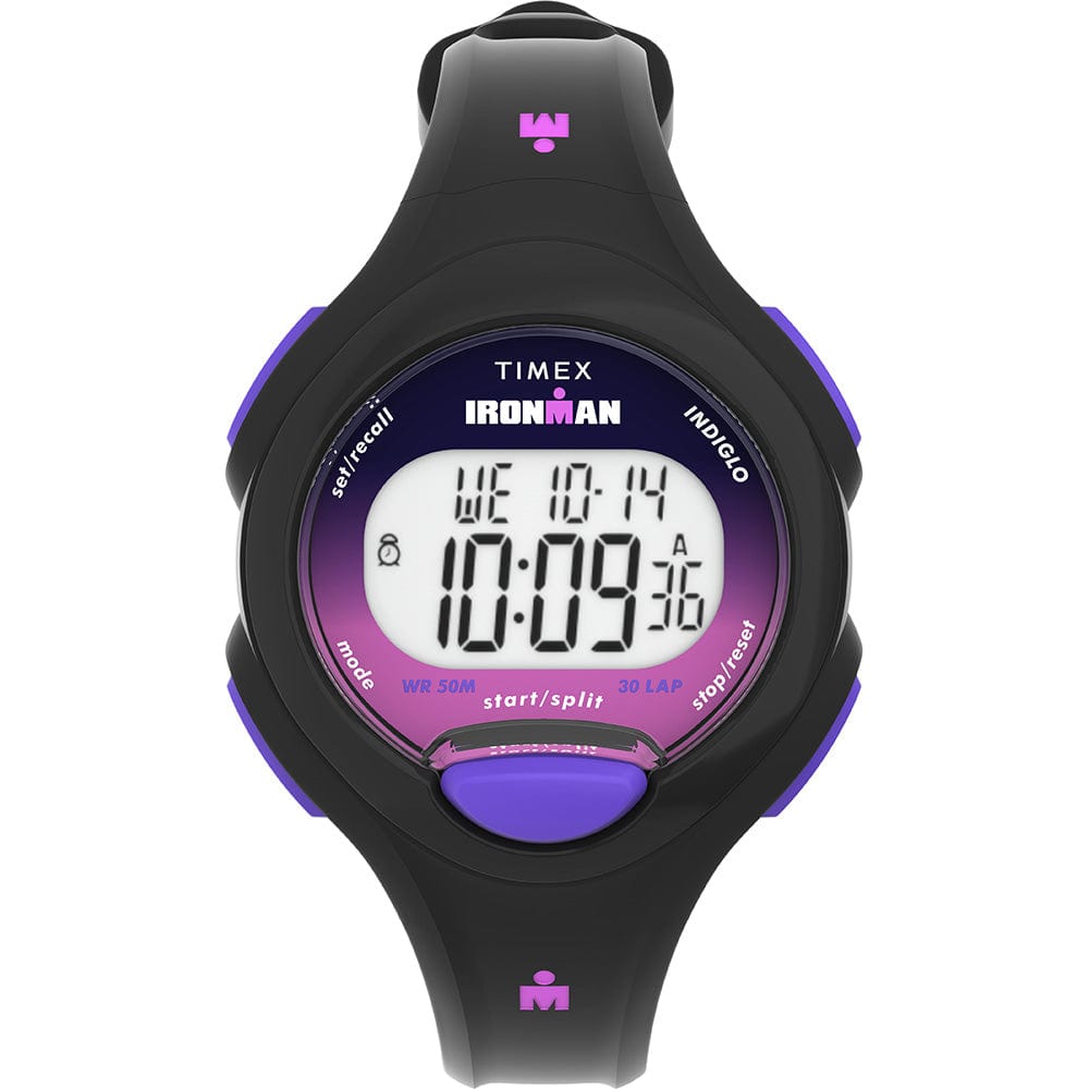 Timex Qualifies for Free Shipping Timex Ironman Essentials Black Case Purple Button #TW5M55200