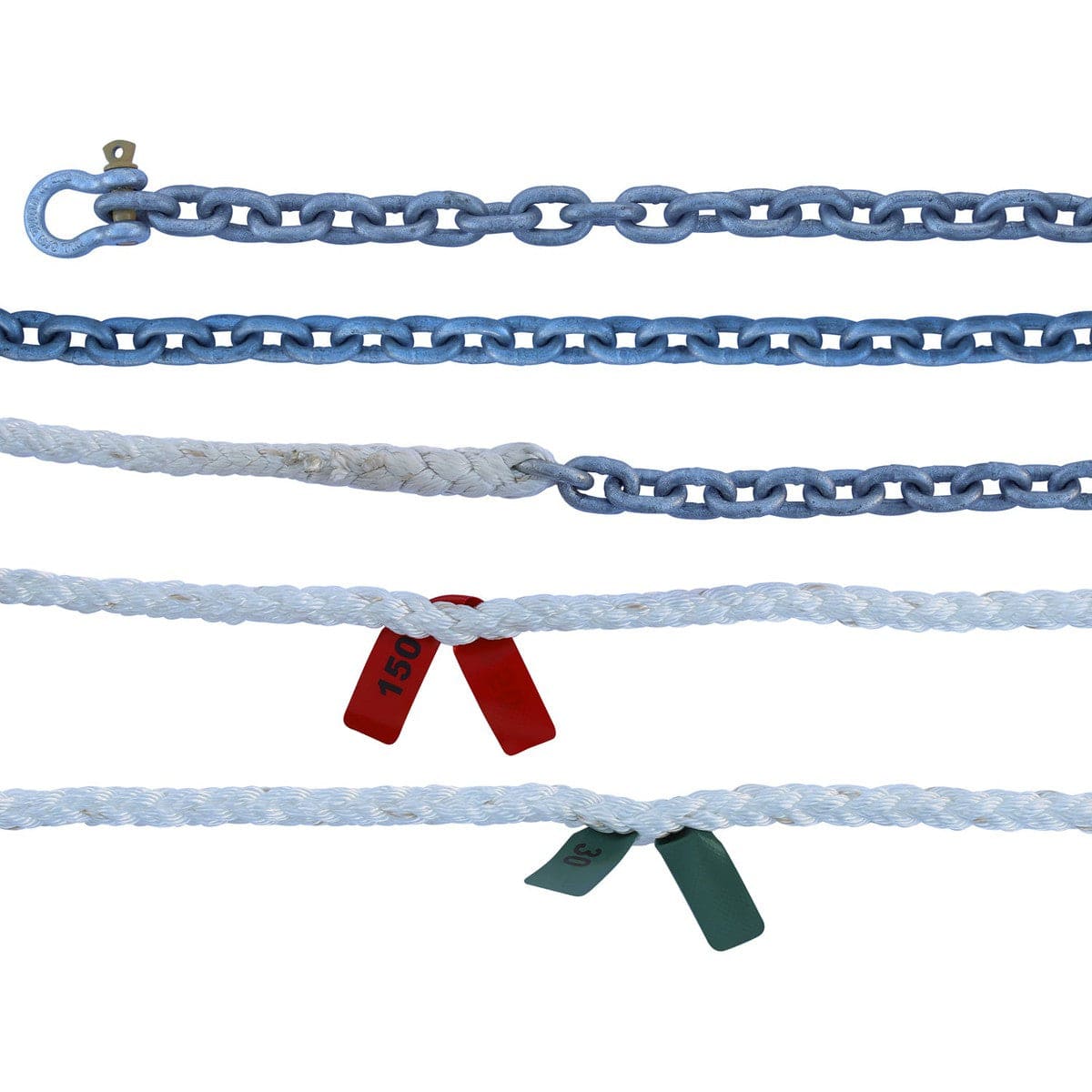 Titan Marine Not Qualified for Free Shipping Titan Marine 1/4" x 50' Chain & 1/2-150' 3-Strand Rode #CAR3S12150H1450