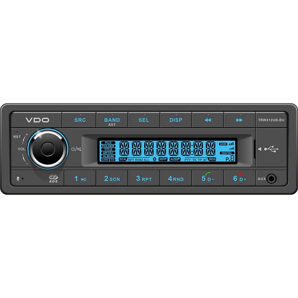 VDO Qualifies for Free Shipping VDO 12v Radio with Blue Display Bluetooth USB Weatherband #TRW312UB-BU