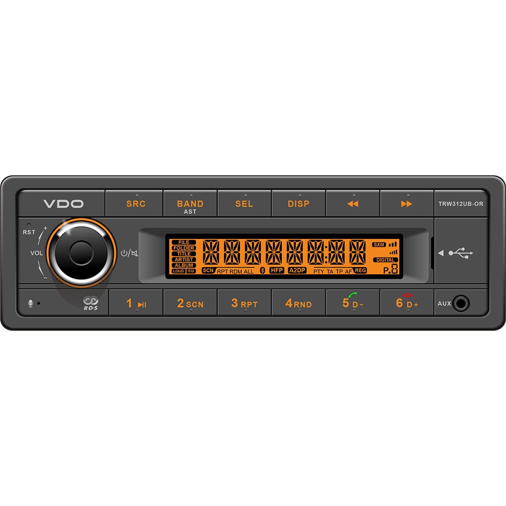 VDO Qualifies for Free Shipping VDO 12v Radio with Orange Display Bluetooth USB Weatherband #TRW312UB-OR