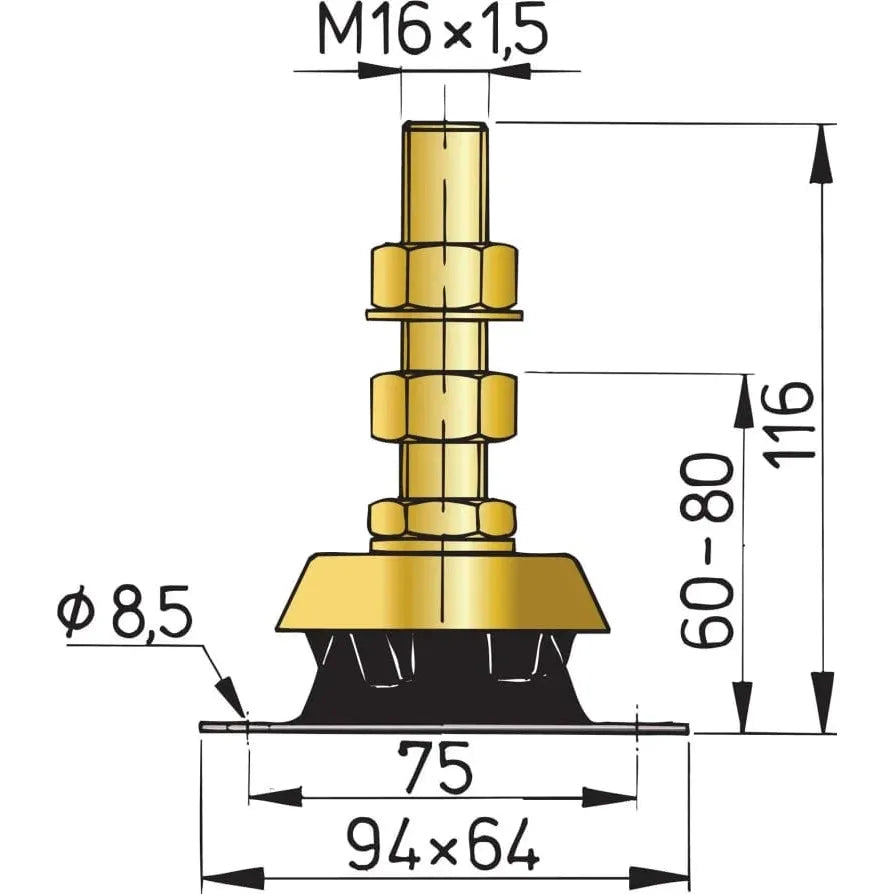Vetus Qualifies for Free Shipping Vetus Flexible Engine Mount K25 #KSTEUN25V