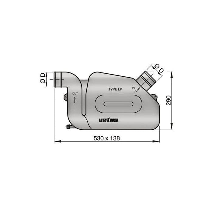 Vetus Qualifies for Free Shipping Vetus Plastic Waterlock Exhaust with Water Injection #WLOCKLP75