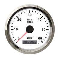 Wema Qualifies for Free Shipping Wema 0-6000 White Face with Stainless Bezel Sea V-Series Tachometer #JMV00091