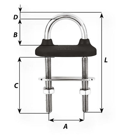 Wichard Marine Qualifies for Free Shipping Wichard 1/4" Black Waterproof U-Bolt 2-3/4" L #65331