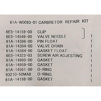 Yamaha Qualifies for Free Shipping Yamaha Carb Repair Kit #61A-W0093-01-00