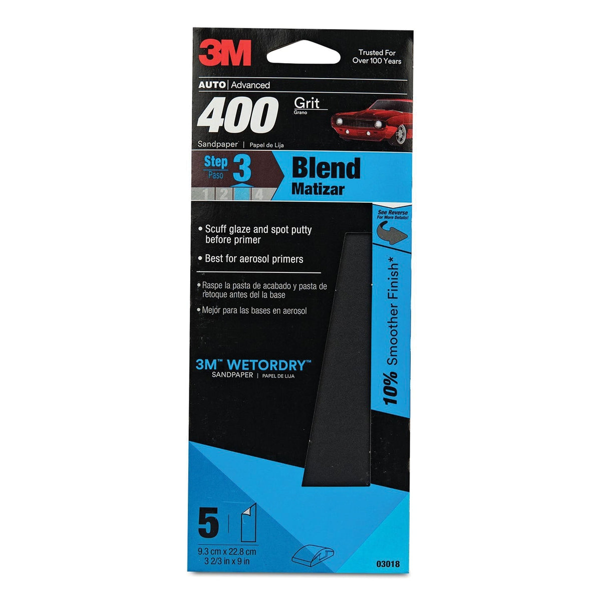 3M Wetordry Sandpaper 400 Grit 3-2/3" 9" #03018