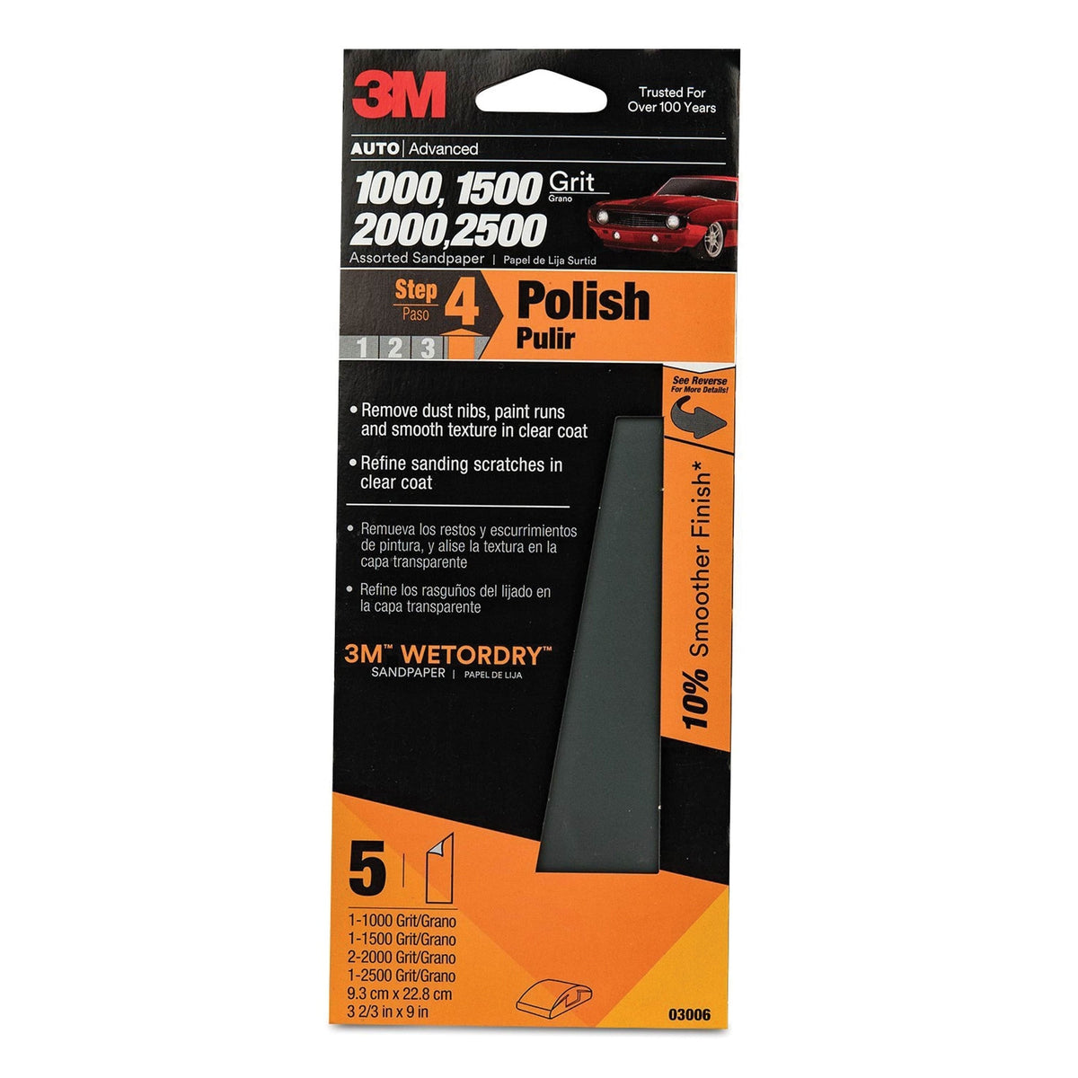 3M Wetordry Sandpaper Assorted Grit 3-2/3" 9" #03006