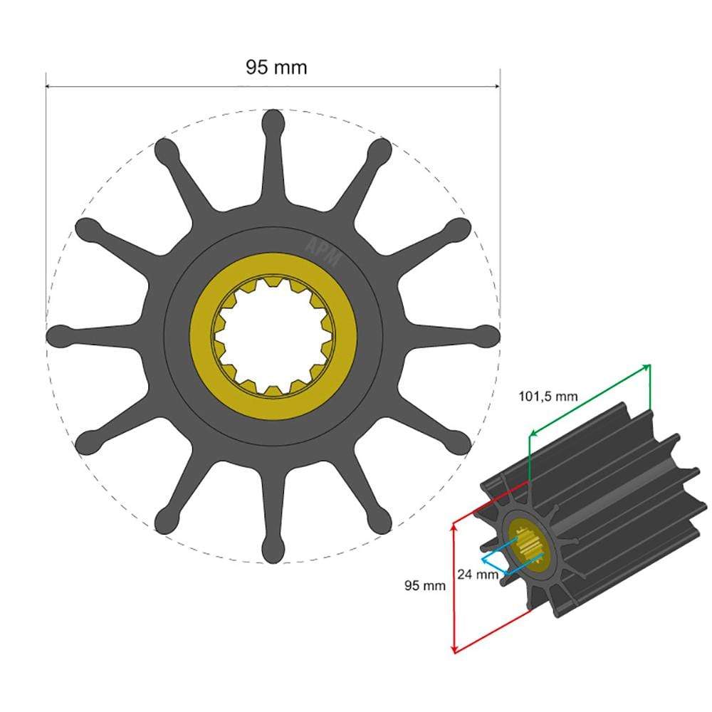 Albin Pump Premium Impeller 06-02-033 95x24x101.5mm #06-02-033