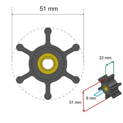 Albin Pump Premium Impeller Kit 06-01-009 51x8x22mm #06-01-009