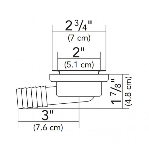 Ambassador Marine Qualifies for Free Shipping Ambassador Marine 2" Drain 95-Degree Drain Low Profile #S00-0101-UP-R