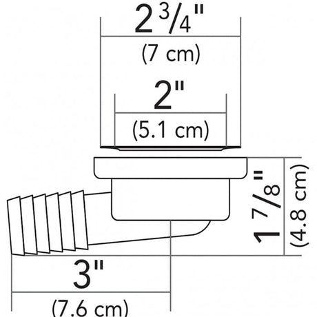 Ambassador Marine Qualifies for Free Shipping Ambassador Marine 2" Drain 95-Degree Floor Drain Low Pro #S00-0003-UP-R
