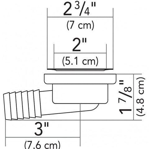 Ambassador Marine Qualifies for Free Shipping Ambassador Marine 2" Drain 95-Degree Floor Drain Low Pro #S00-0003-UP-R