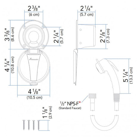 Ambassador Marine Qualifies for Free Shipping Ambassador Marine Recessed Shower Kit Plastic Lid Cup #137-0000-WH