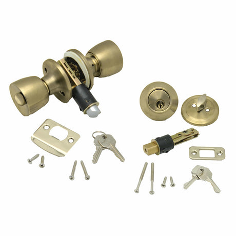 AP Products Qualifies for Free Shipping AP Products Combo Lock Set with Knob Lock & Dead Bolt Polished Brass #013-234