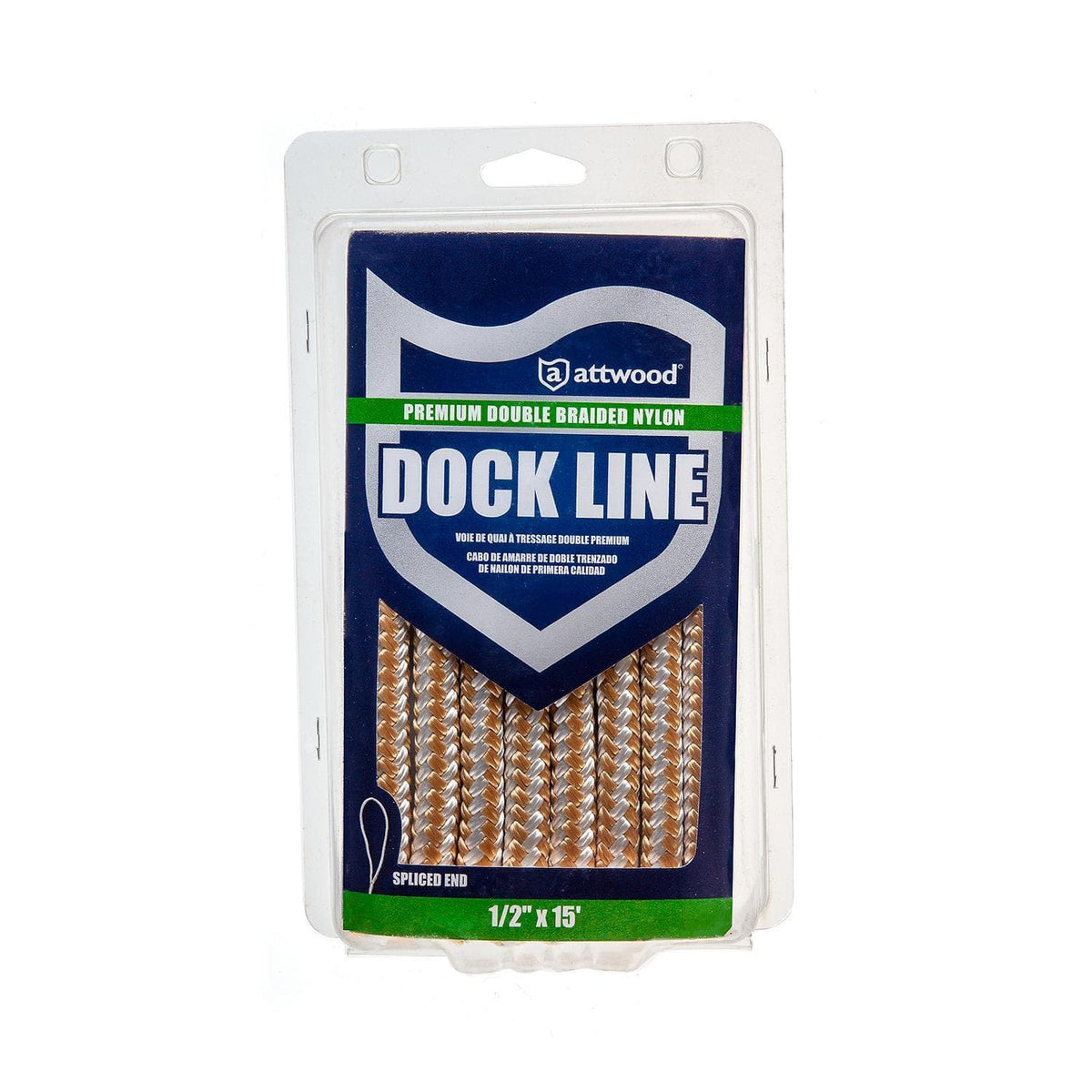 Attwood Marine Qualifies for Free Shipping Attwood 1/2" x 15’ Dockline Gold Double Braided Nylon #117565-7