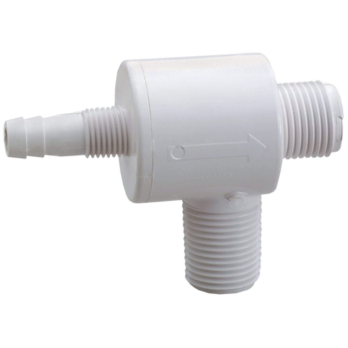 Attwood Combo Barbed Inlet/Threaded Outlet Check Tee 1/2" #6115A1