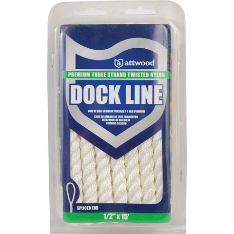 Attwood Marine Qualifies for Free Shipping Attwood Dock Line White Nylon Twisted 1/2" x 15' #11706-7