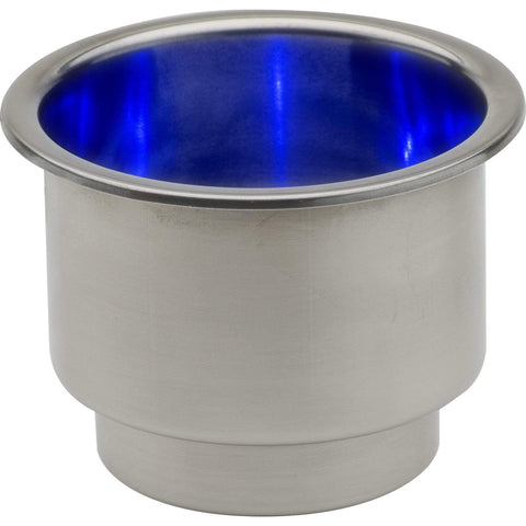 Attwood Marine Cup Holder SS Blue LED #11786B-7