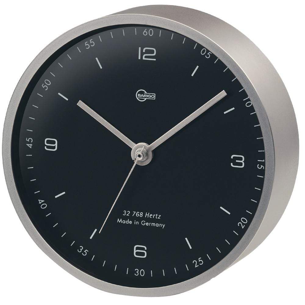 BARIGO Qualifies for Free Shipping Barigo Quartz Clock 4" Black Dial with Wall Plate Nickel #601.5M