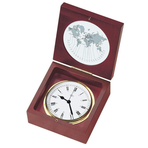 BARIGO Qualifies for Free Shipping Barigo Quartz Clock In Box Mahogany/Brass 4" Dial #1220MS