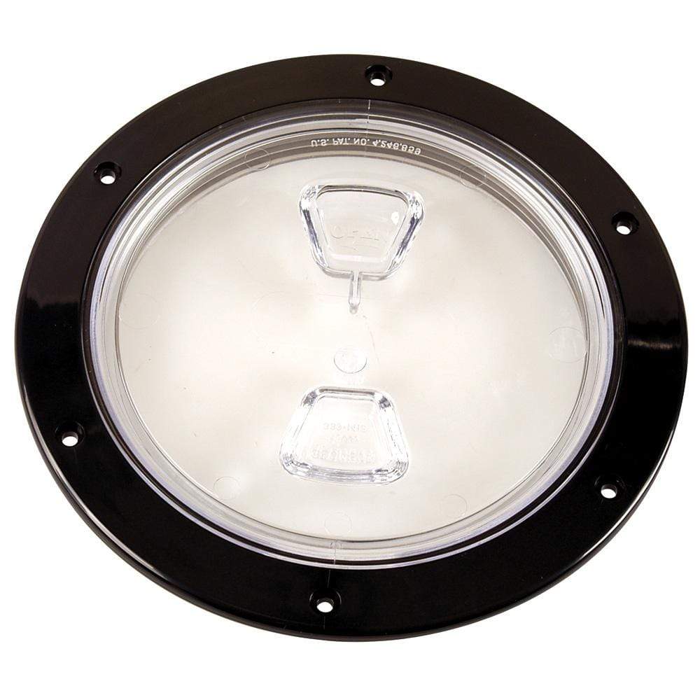 Beckson Marine Qualifies for Free Shipping Beckson 6" Clear Center Screw Out Deck Plate Black 6.5" Cut #DP60-B-C