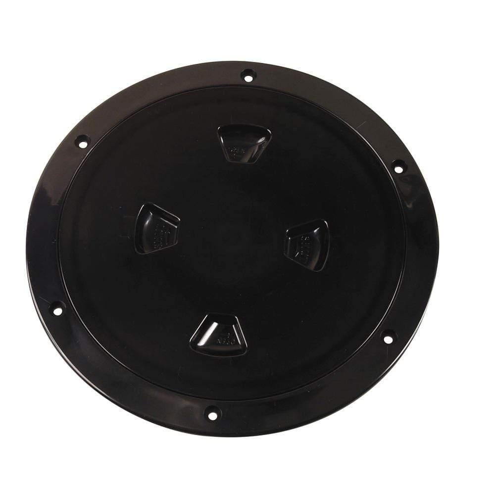 Beckson Marine Qualifies for Free Shipping Beckson 8" Smooth Center Screw Out Deck Plate Black 8.5" Cut #DP80-B