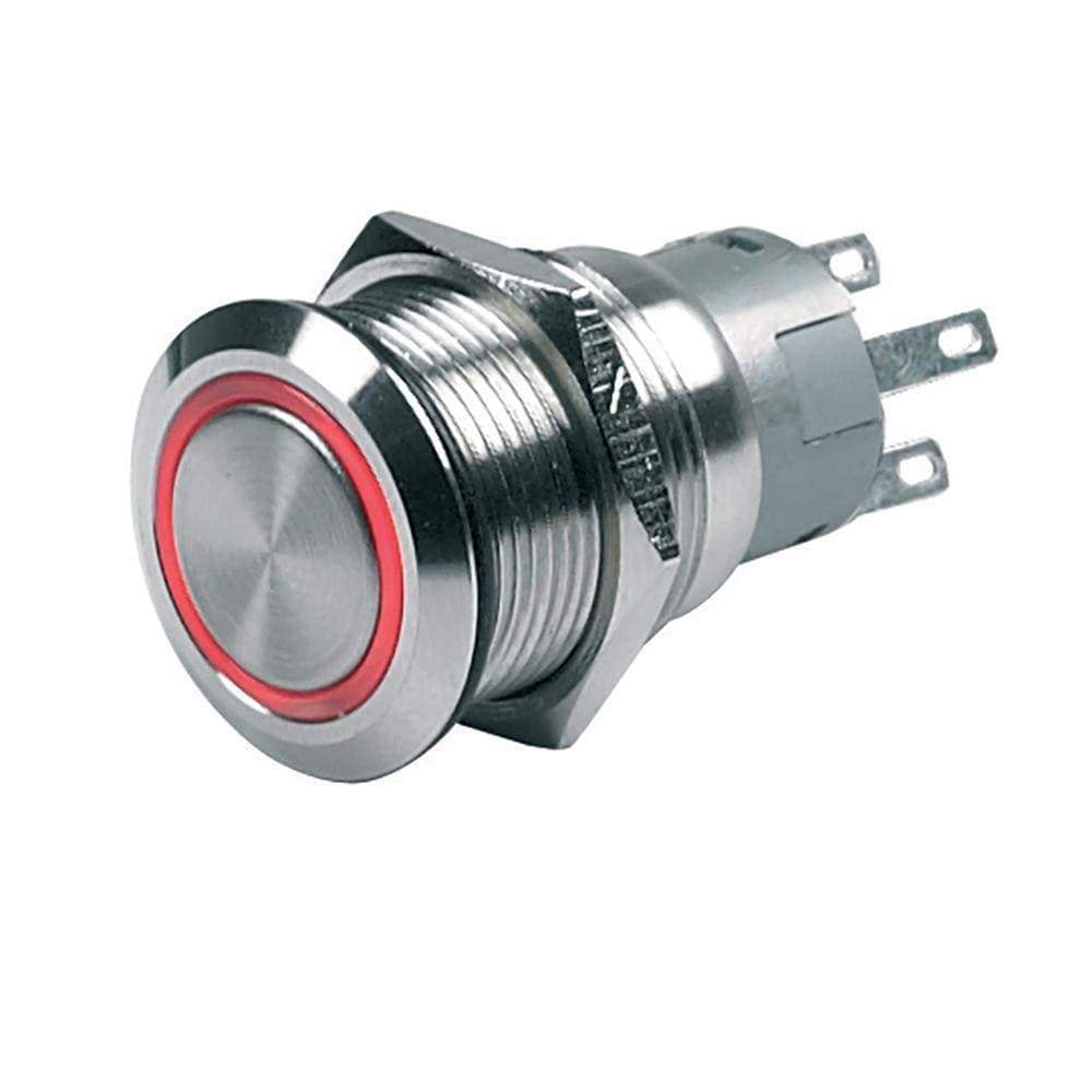 BEP Push-Button Switch 12v Latching On/Off Red LED #80-511-0001-00