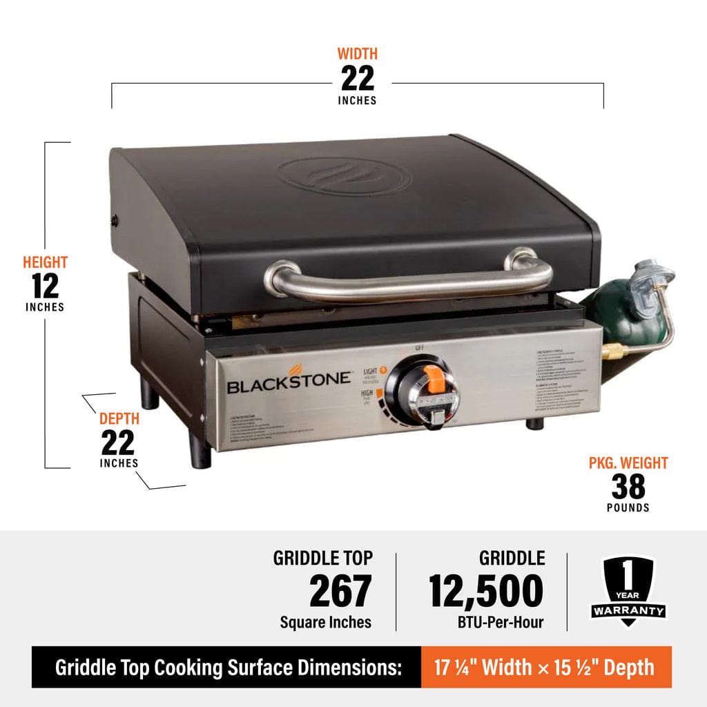 Blackstone Not Qualified for Free Shipping Blackstone Tabletop Griddle with SS Front Plate and Hood 17" #1814