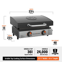 Blackstone Not Qualified for Free Shipping Blackstone Tabletop Griddle with SS Front Plate and Hood 22