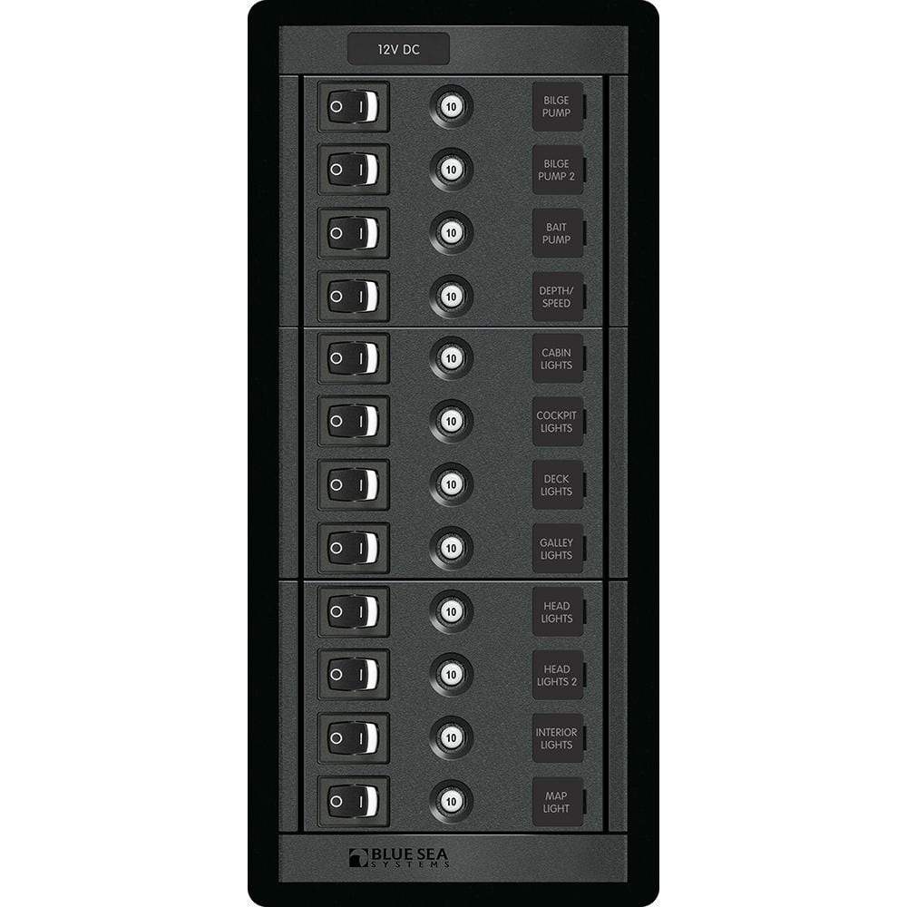 Blue Sea 12-Position Circuit Breaker Panel 12V 120a Vertical #1461