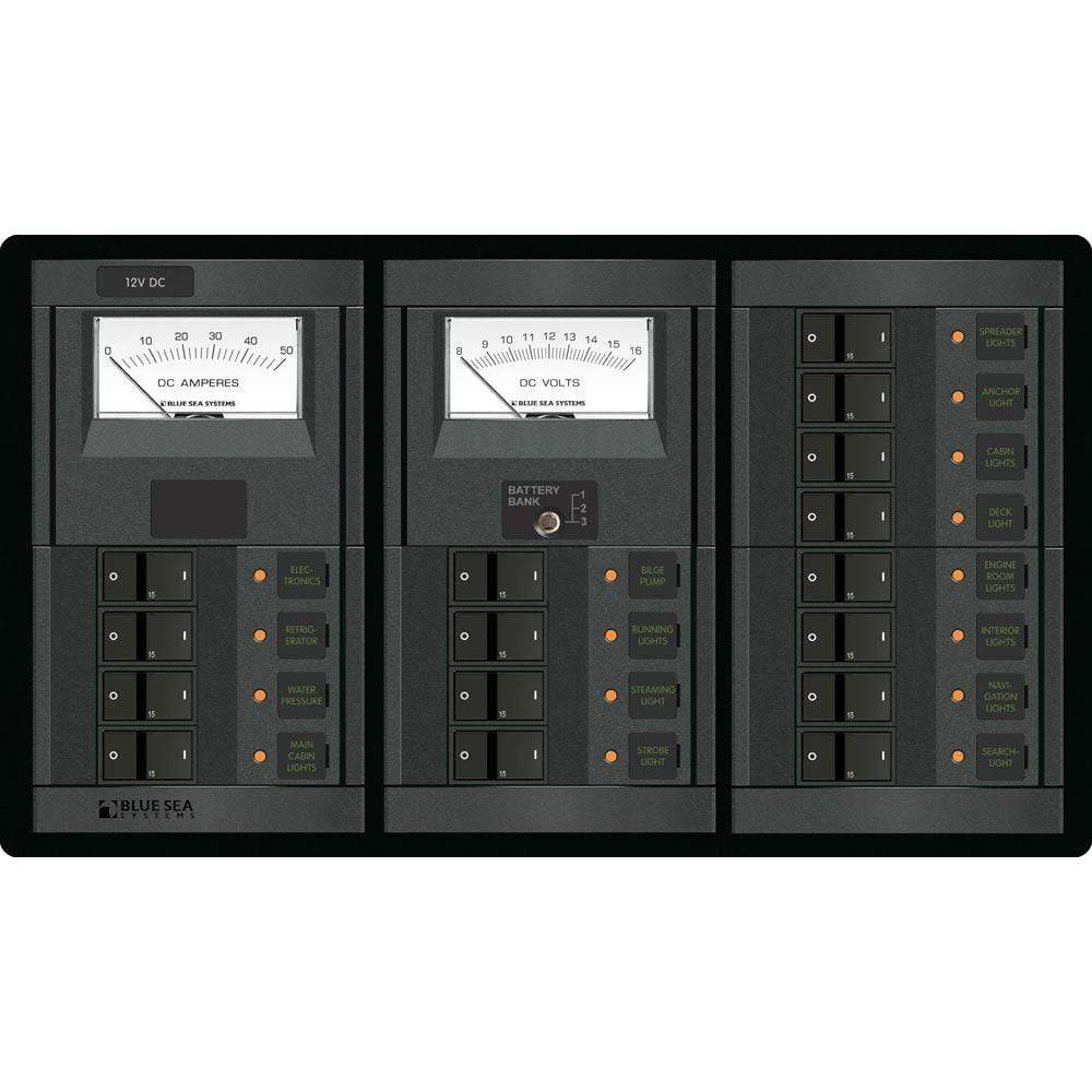 Blue Sea System Qualifies for Free Shipping Blue Sea 16-Position Rocker Switch Style 360 Panel with Ammeter #1201