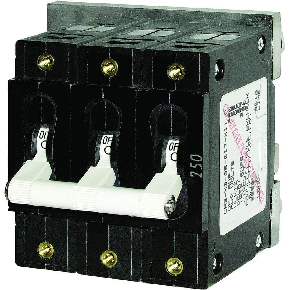 Blue Sea System Qualifies for Free Shipping Blue Sea 250a C-Series Triple-Pole Toggle DC Circuit Breaker #7270