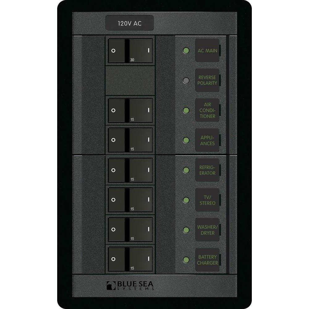 Blue Sea System Qualifies for Free Shipping Blue Sea 6-Position 360 AC Rocker Style Main Breaker Panel #1202
