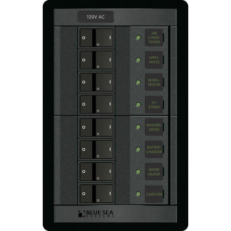 Blue Sea System Qualifies for Free Shipping Blue Sea 8-Position Vertical AC 360 Main Panel Rocker Style #1228