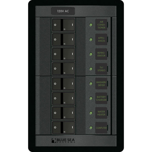 Blue Sea System Qualifies for Free Shipping Blue Sea 8-Position Vertical AC 360 Main Panel Rocker Style #1228