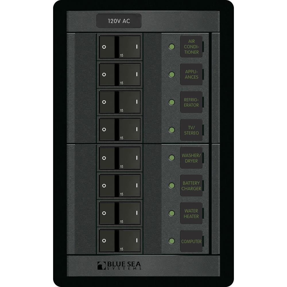 Blue Sea System Qualifies for Free Shipping Blue Sea 8-Position Vertical AC 360 Main Panel Rocker Style #1228