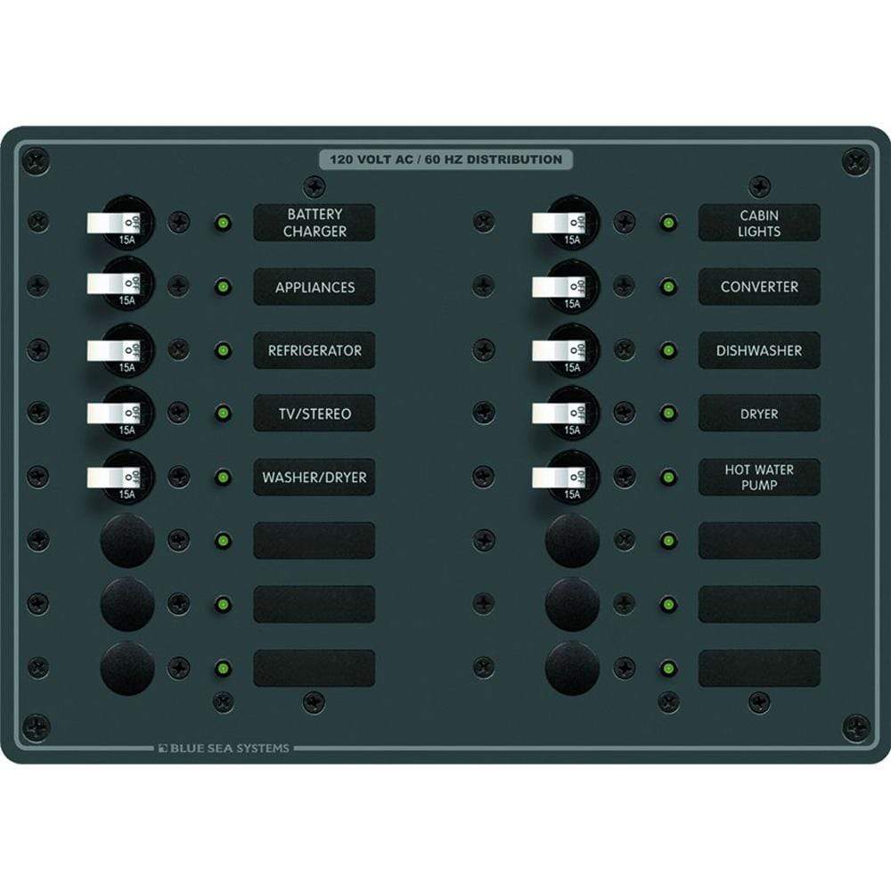 Blue Sea System Qualifies for Free Shipping Blue Sea AC 2-Sources Plus 9-Position #8462