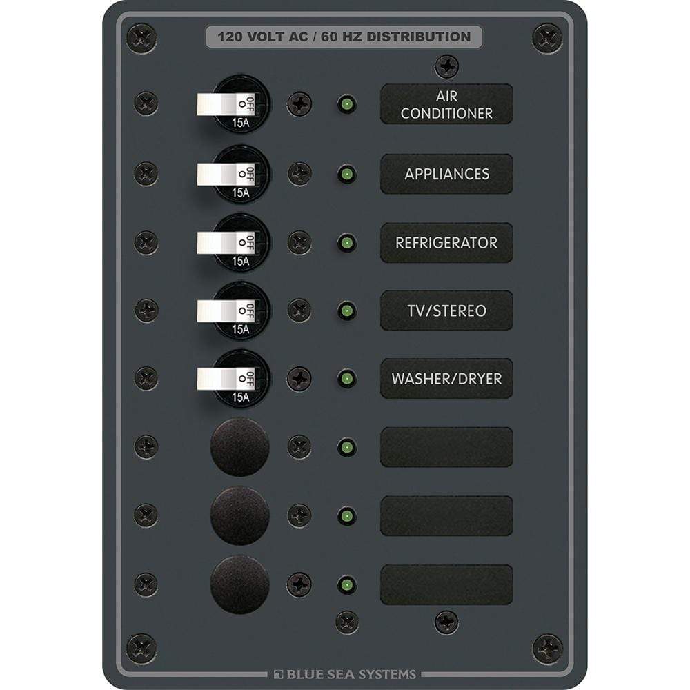 Blue Sea System Qualifies for Free Shipping Blue Sea AC 8-Position Toggle Circuit Breaker Panel #8059