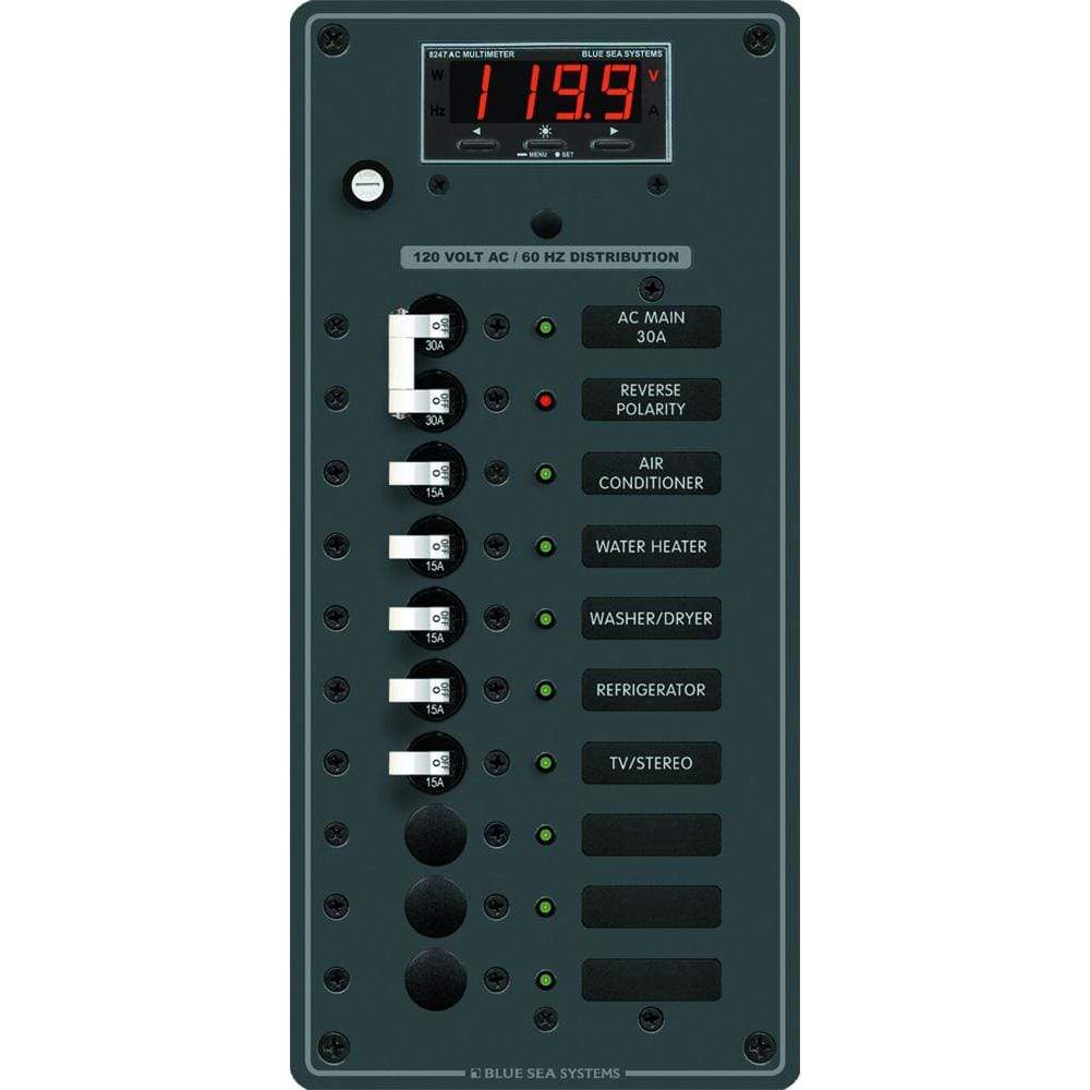 Blue Sea System Qualifies for Free Shipping Blue Sea AC Main Plus 8-Position #8406