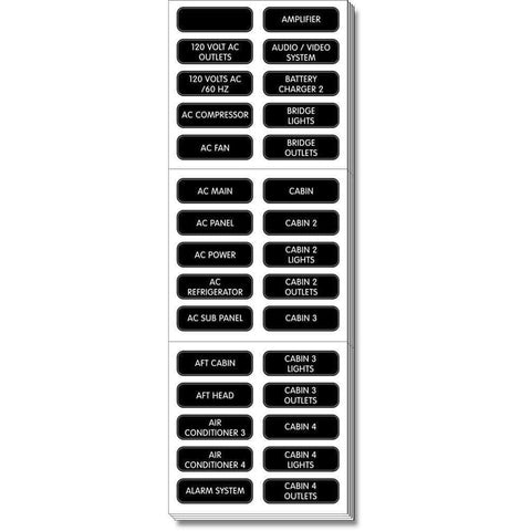 Blue Sea System Qualifies for Free Shipping Blue Sea AC Panel Extended 120 Label Set #8067