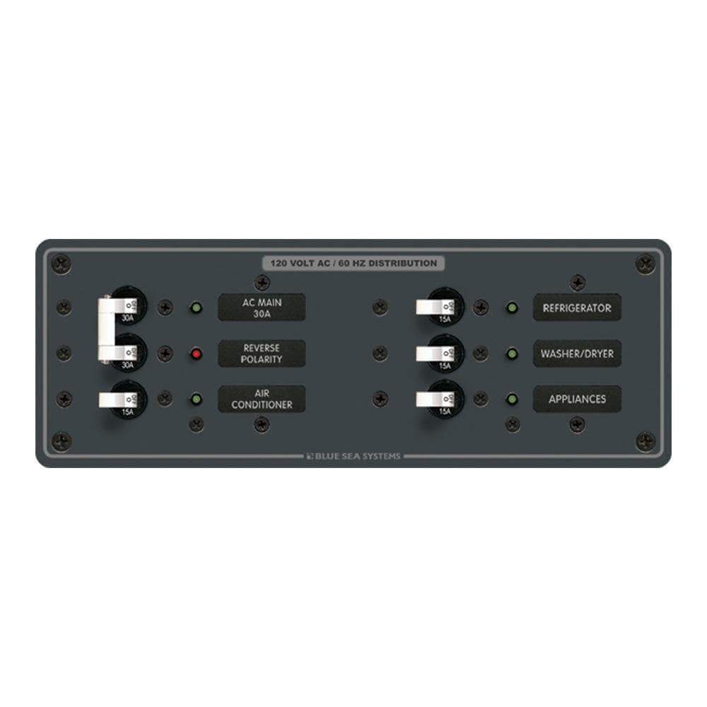 Blue Sea System Qualifies for Free Shipping Blue Sea Breaker Panel 120vac 6-Position #8099