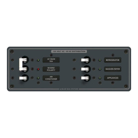 Blue Sea System Qualifies for Free Shipping Blue Sea Breaker Panel 120vac 6-Position #8099