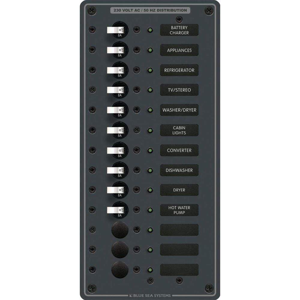 Blue Sea System Qualifies for Free Shipping Blue Sea Breaker Panel 230v AC 13-Position #8580