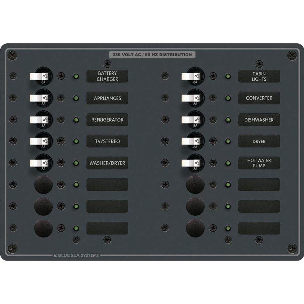 Blue Sea System Qualifies for Free Shipping Blue Sea Breaker Panel 230v AC 16 Pos #8561