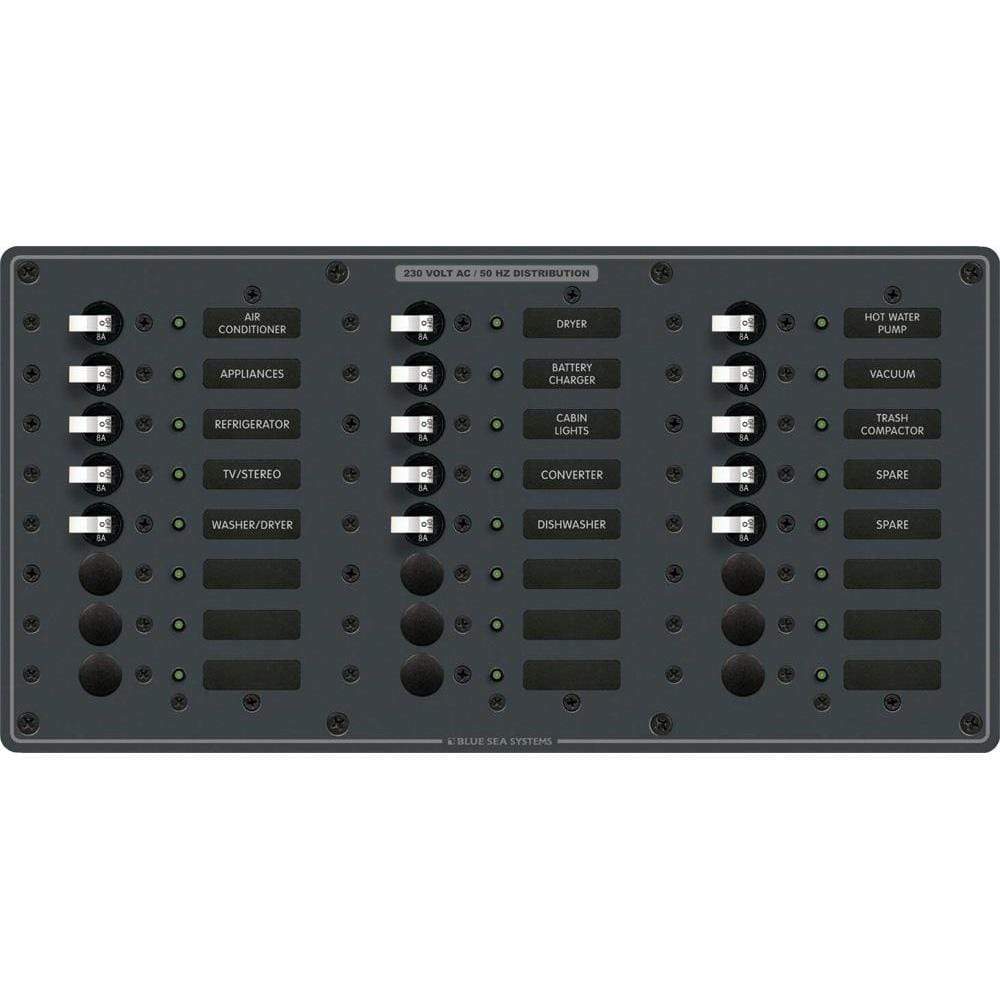 Blue Sea System Qualifies for Free Shipping Blue Sea Breaker Panel 230v AC 24-Position #8165