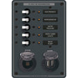 Blue Sea System Qualifies for Free Shipping Blue Sea Breaker Panel 5-Position with DC Socket & Dual USB #8120