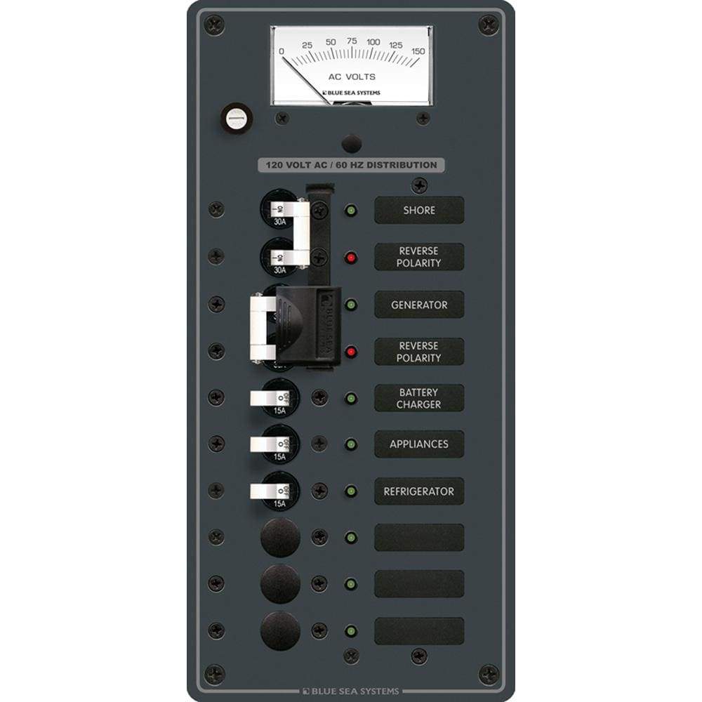 Blue Sea System Qualifies for Free Shipping Blue Sea Breaker Panel AC 2-Sources Plus 6-Position White #8489