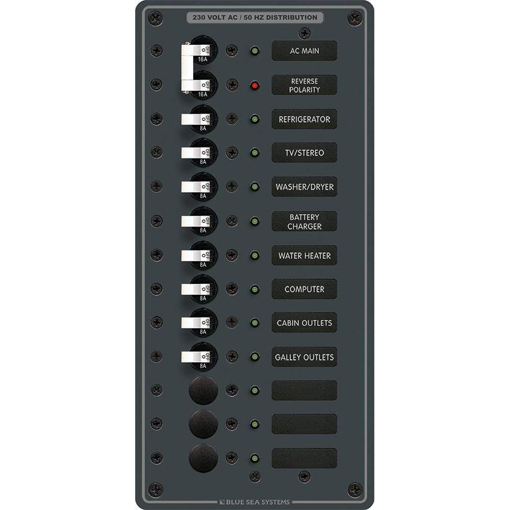 Blue Sea System Qualifies for Free Shipping Blue Sea Breaker Panel AC Main Plus 11-Position European White #8585