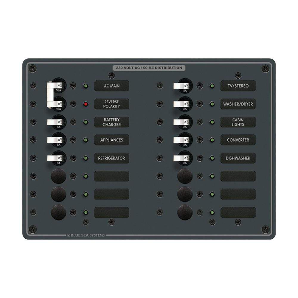 Blue Sea System Qualifies for Free Shipping Blue Sea Breaker Panel AC Main Plus 14-Position European White #8564