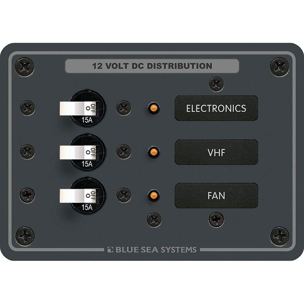 Blue Sea System Qualifies for Free Shipping Blue Sea DC 3-Position Breaker Panel Black Switches #8025